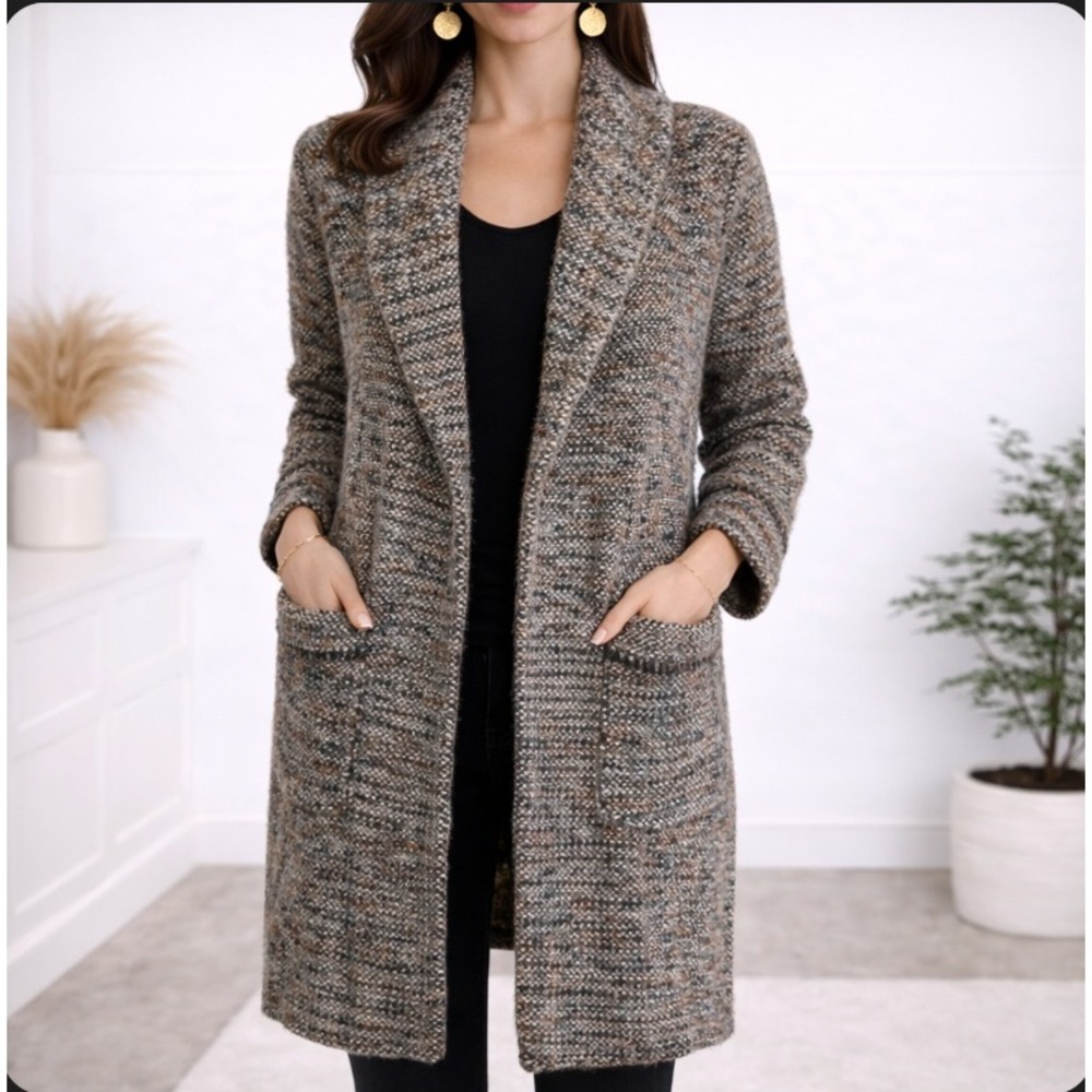 Billy Reid Cardigan Sweater Womens XS/S Multicolor Fuzzy Knit Shawl‎ Collar